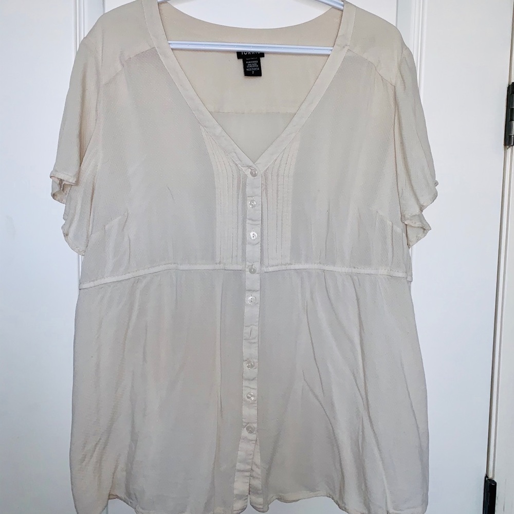 Torrid Cream Flowy Blouse